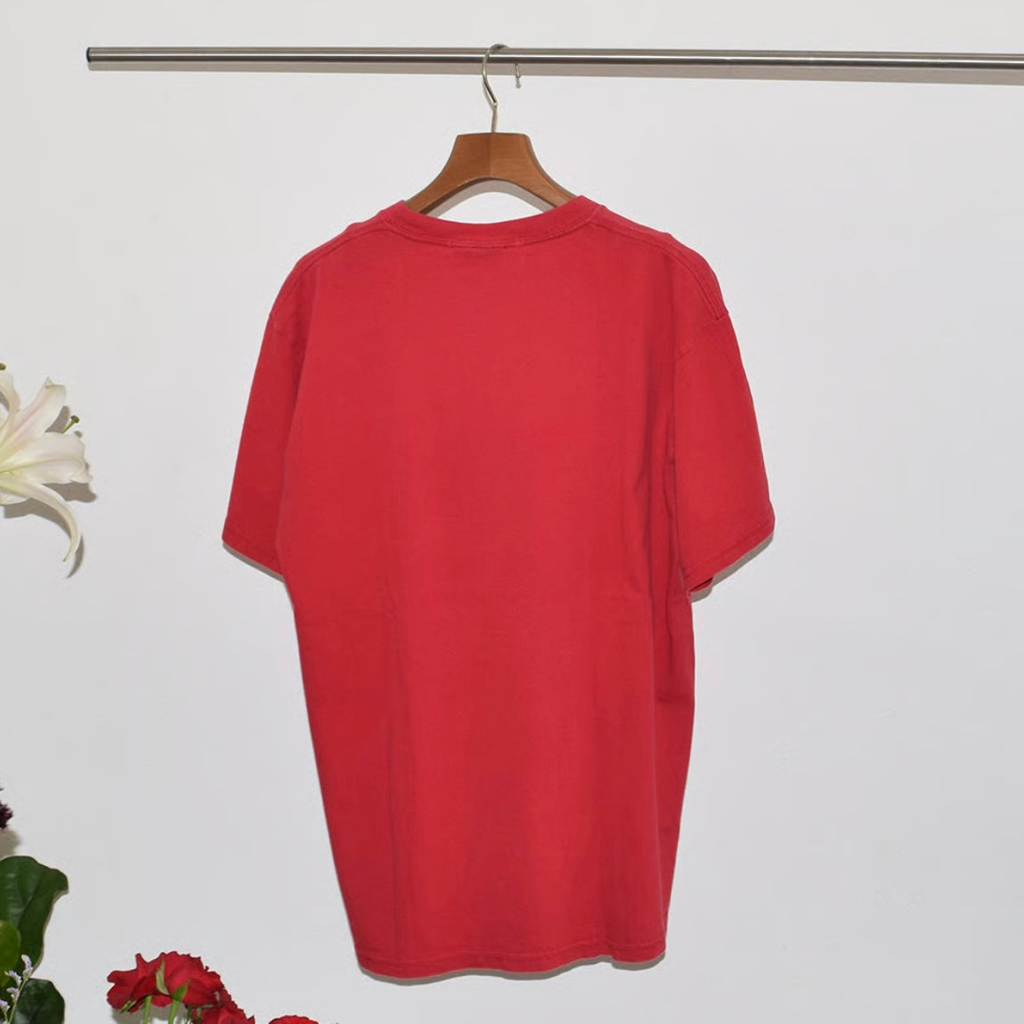 【USED】STICKER LOGOPRINT T-SHIRTSーRED