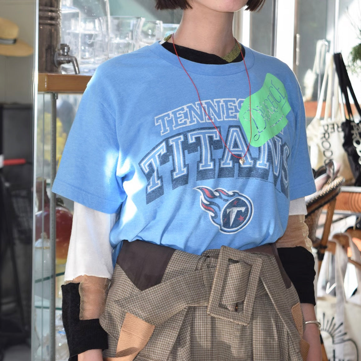 【USED】STICKER LOGOPRINT T-SHIRTSーBLUE12